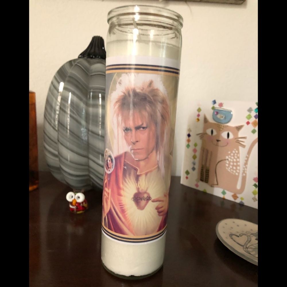 David Bowie Jareth kitsch prayer candle labyrinth